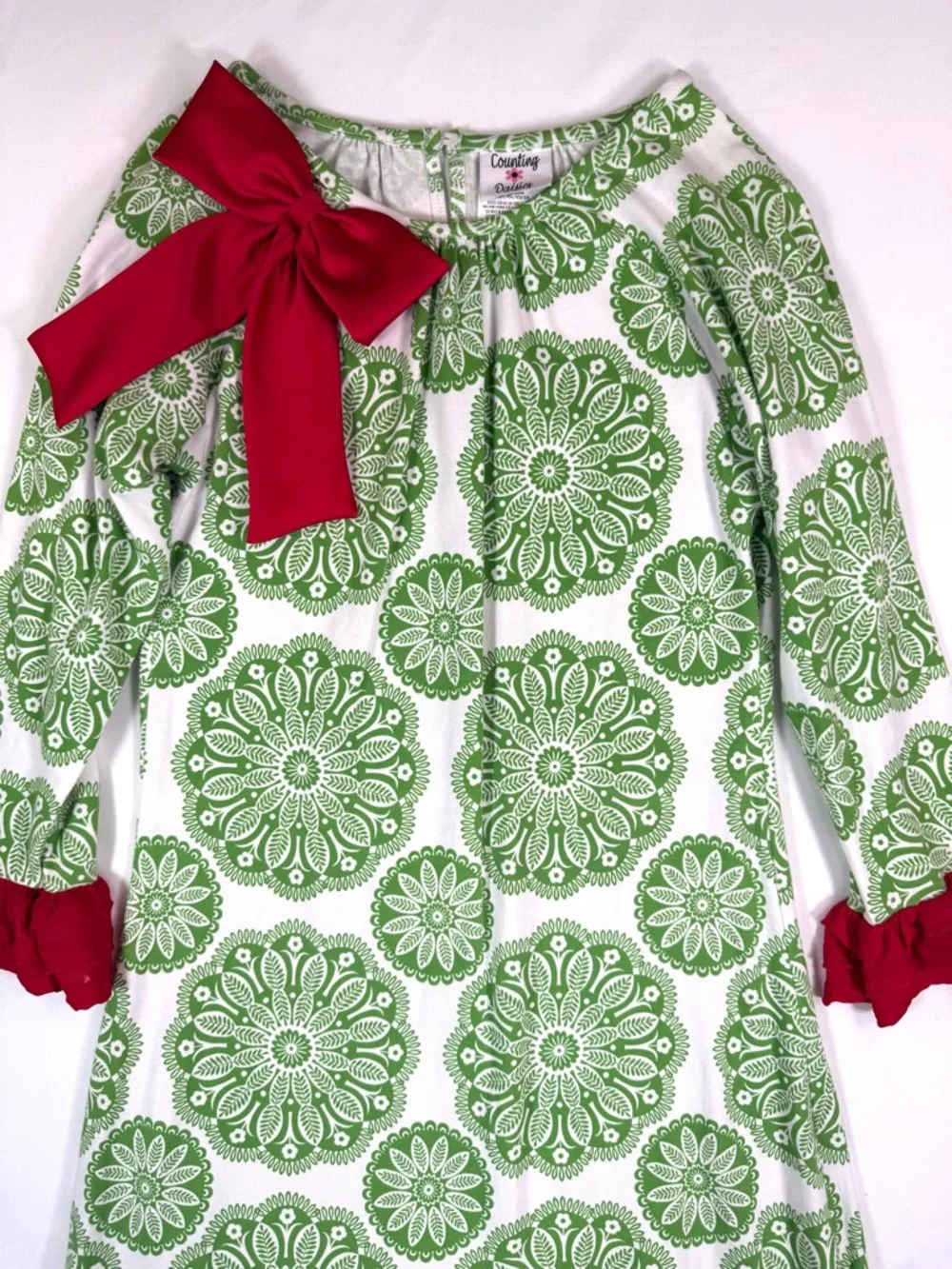 COUNTING DAISIES Girls Dress 16 Christmas Cottagecore Preppy Bow Ruffle‎ Floral